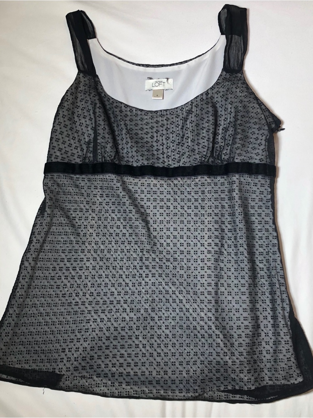 Ann Taylor Loft Black Sheer Overlay Tank Top